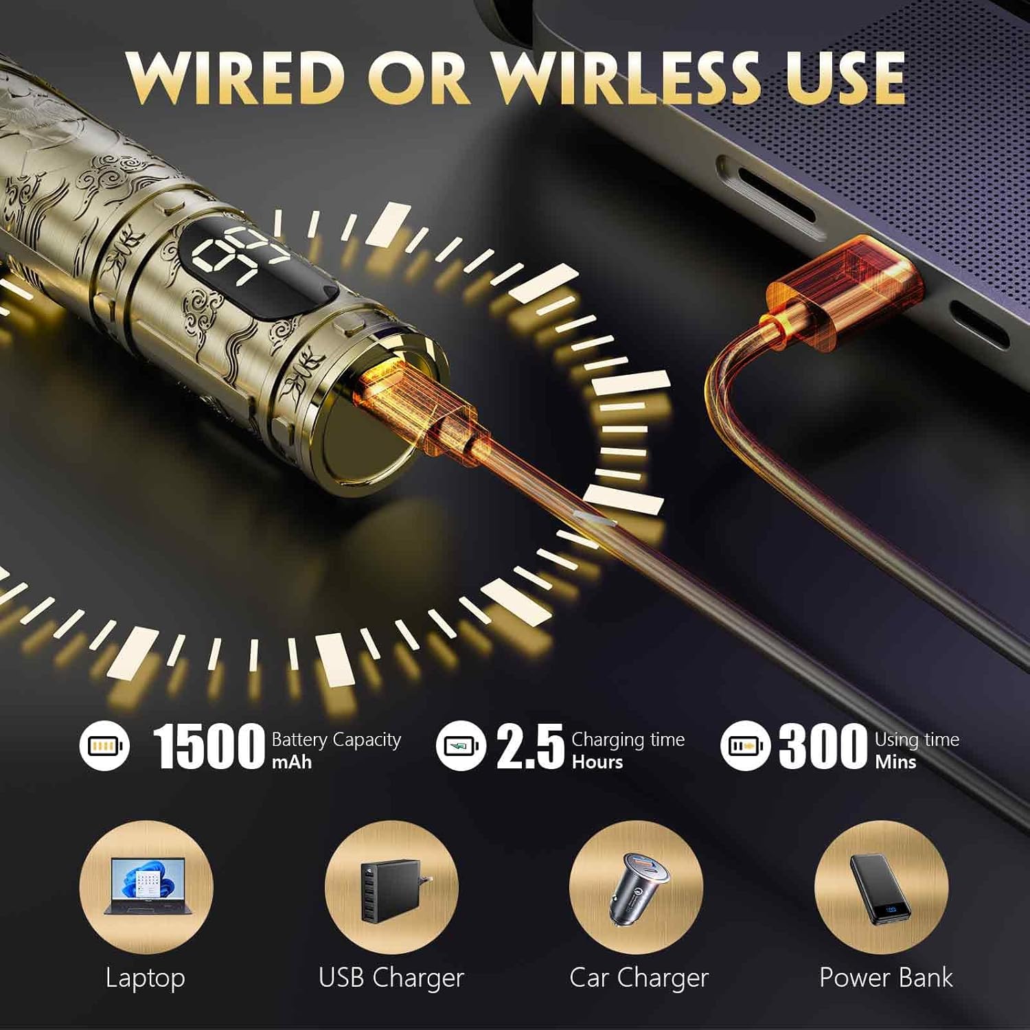 Hair Clippers for Men Cordless Professional Beard Trimmers with LCD Display Electric Grooming Rechargeable Shaver