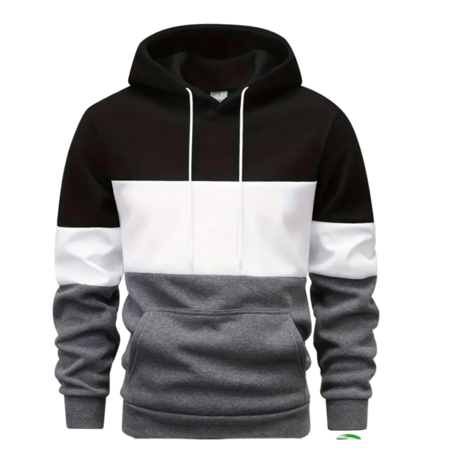 Plain gray fleece hoodie modeled by a person, showing the solid color and soft, warm texture.