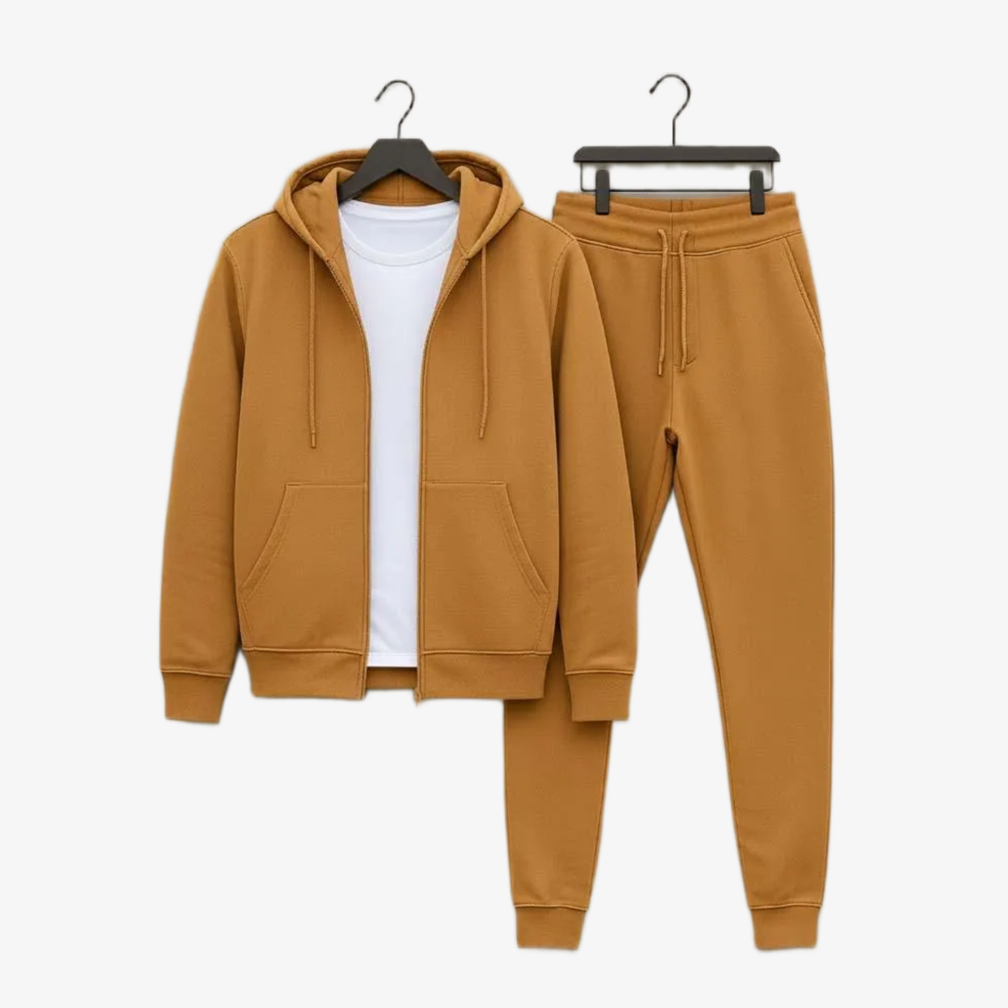 Men’s Plain Polyester Fleece Zipper Tracksuit